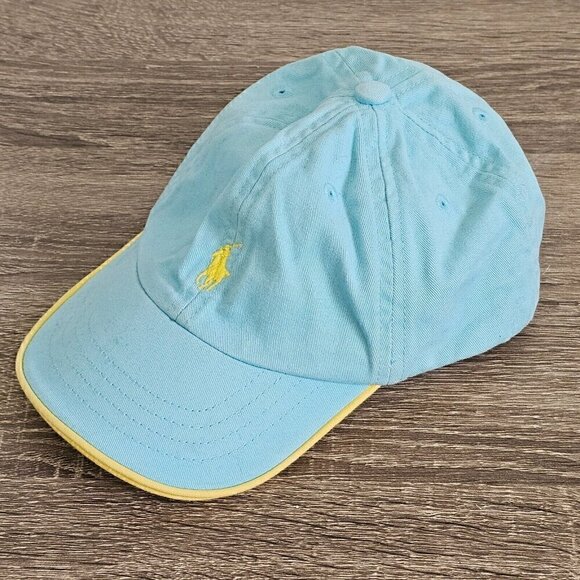 Ralph Lauren Hat Cap Infant Elastic Back Baseball Logo Kids Children Blue Yellow - Picture 2 of 12